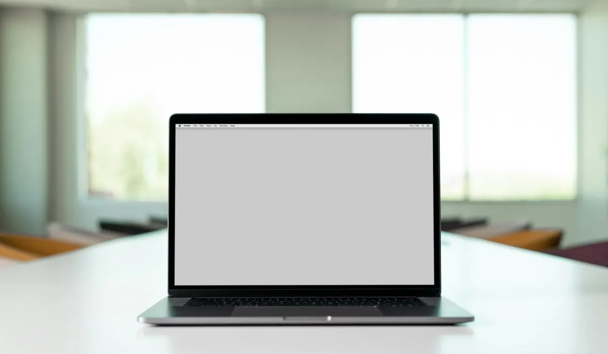 An IT consultant reviewing systems on a laptop in a calm office setting.